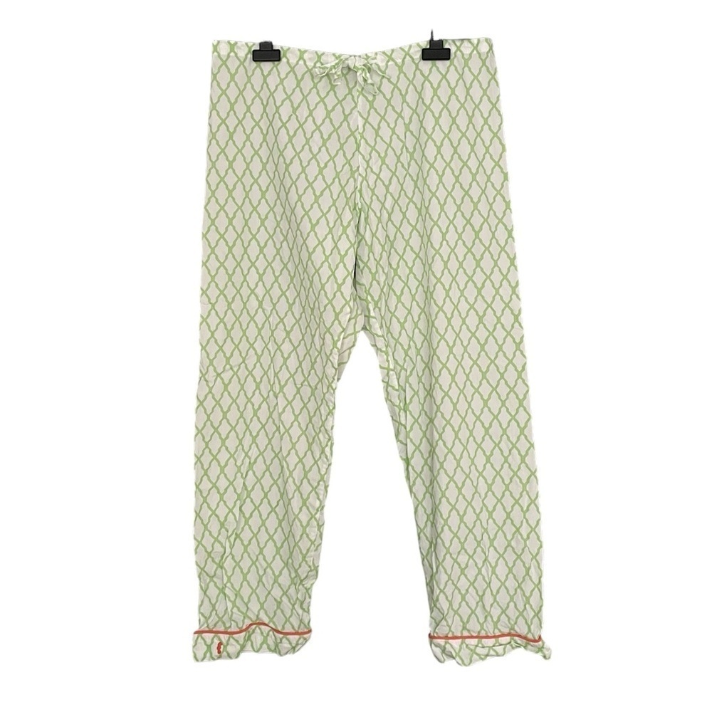 MARIGOT Cotton Pyjama Bottoms Print White Green S